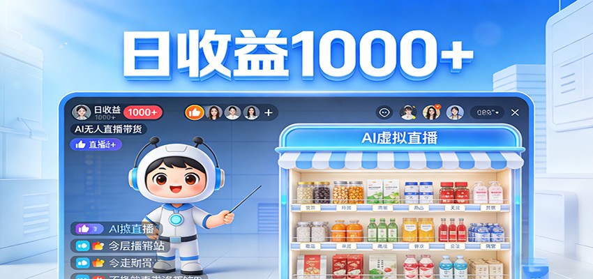 不用露脸不用说话，24小时自动卖货赚钱，全天自动直播，收益看得见-仙女副业网