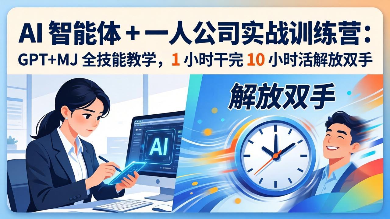 AI 智能体 + 一人公司实战训练营：GPT+MJ 全技能教学，1 小时干完 10 小时活解放双手-仙女副业网