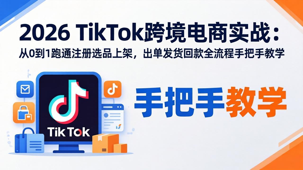 2026TikTok跨境电商实战：从0到1跑通注册选品上架，出单发货回款全流程手把手教学-仙女副业网