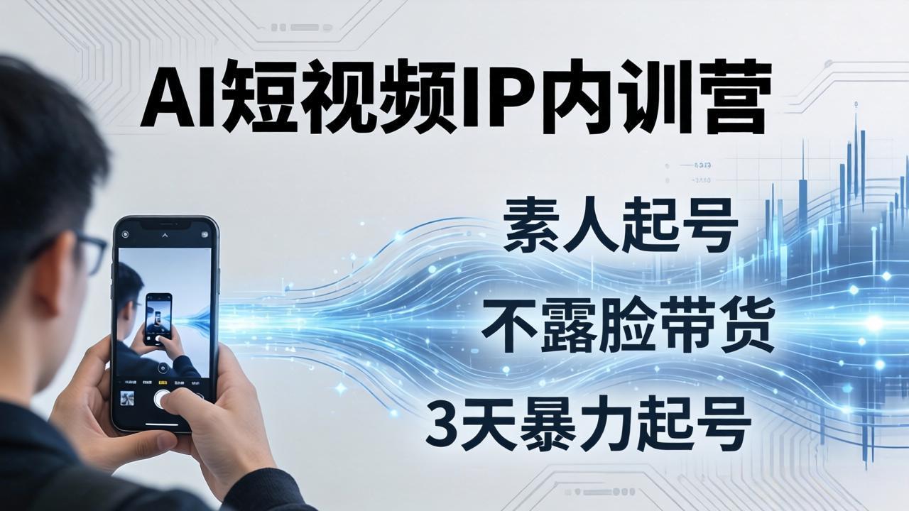 2026AI短视频IP内训营：从素人起号到不露脸带货，3天暴力起号全流程拆解-仙女副业网