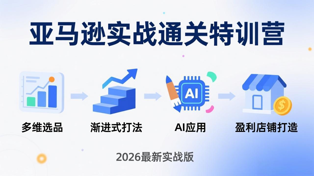 亚马逊实战通关特训营：26年4月更新，多维选品+渐进式打法+AI应用，从0到1打造盈利店铺-仙女副业网