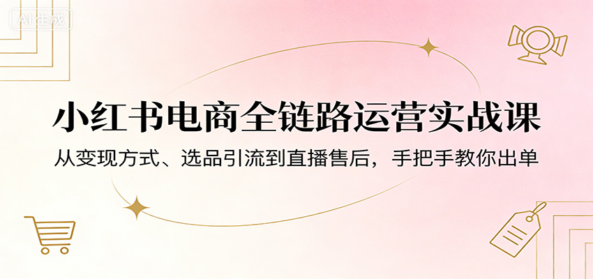 小红书电商全链路运营实战课：从变现方式、选品引流到直播售后，手把手教你出单-仙女副业网
