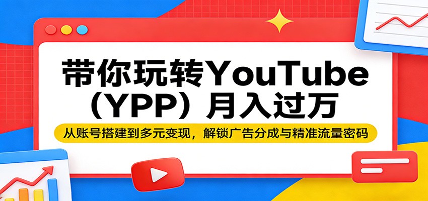 带你玩转YouTube(YPP)月入过万：从账号搭建到多元变现，解锁广告分成与精准流量密码-仙女副业网