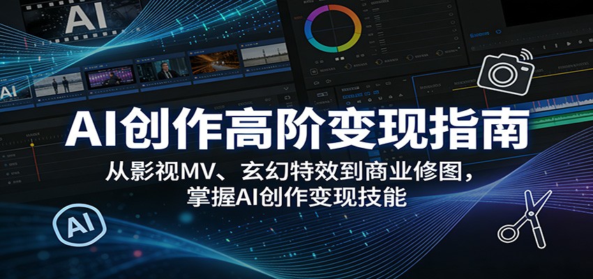 AI创作高阶变现指南:从影视MV、玄幻特效到商业修图,掌握AI创作变现技能-仙女副业网