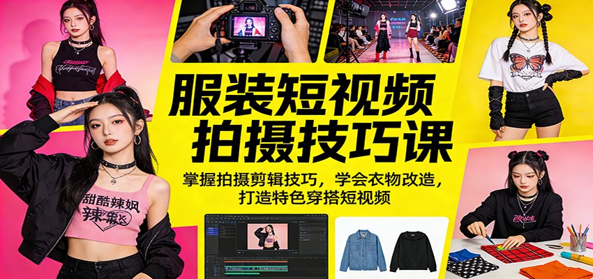 服装短视频拍摄技巧课:掌握拍摄剪辑技巧,学会衣物改造,打造特色穿搭短视频-仙女副业网