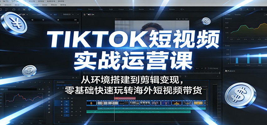 TIKTOK短视频实战运营课:从环境搭建到剪辑变现,零基础快速玩转海外短视频带货-仙女副业网