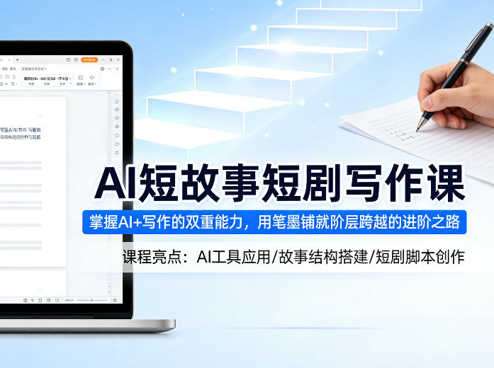 AI短故事短剧写作课,掌握AI+写作的双重能力,用笔墨铺就阶层跨越的进阶之路-仙女副业网