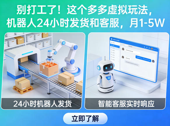 别打工了!这个多多虚拟玩法,机器人24小时发货和客服,月1-5W【揭秘】-仙女副业网
