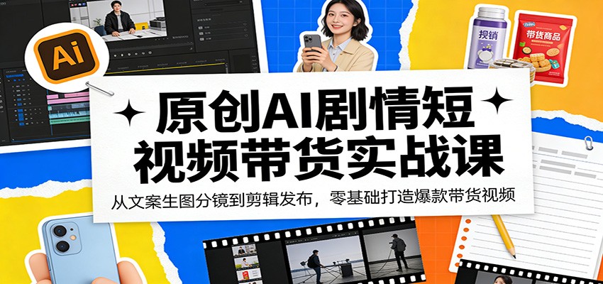 原创AI剧情短视频带货实战课：从文案生图分镜到剪辑发布，零基础打造爆款带货视频-仙女副业网