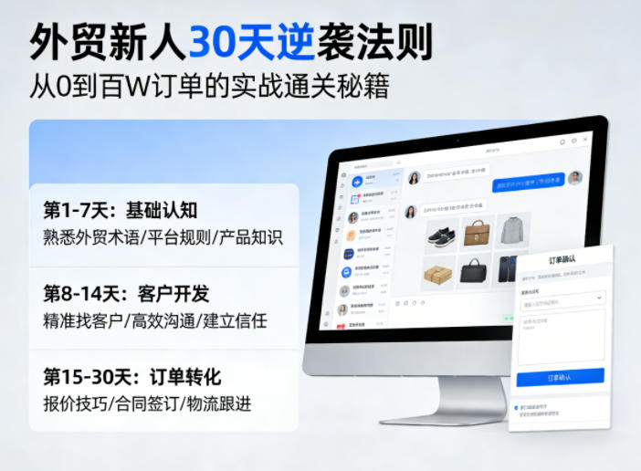 外贸新人30天逆袭法则，教你从0到百W订单的实战通关秘籍-仙女副业网