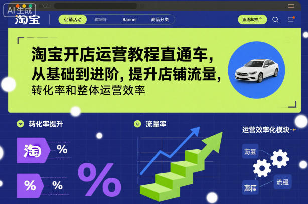 淘宝开店运营教程直通车，从基础到进阶，提升店铺流量，转化率和整体运营效率(更新26年4月10日)-仙女副业网