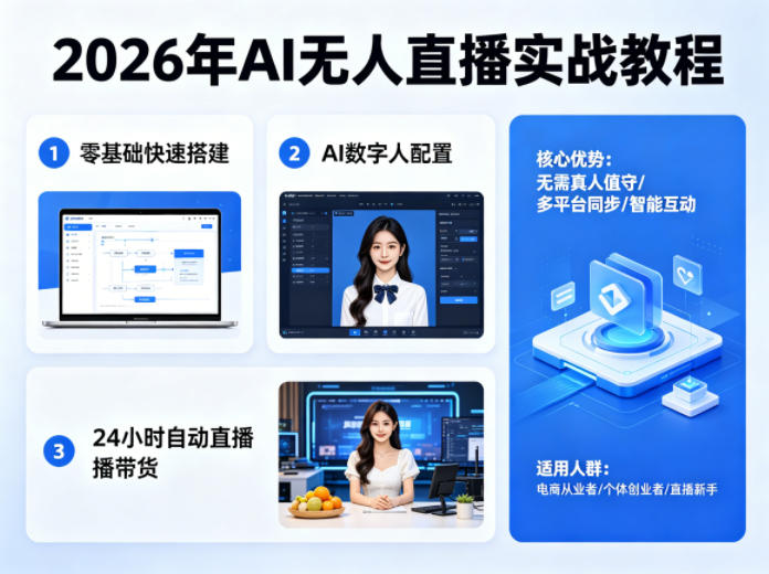 2026年AI无人直播实战教程，零基础也能快速搭建AI数字人无人直播间，实现24小时自动直播带货-仙女副业网