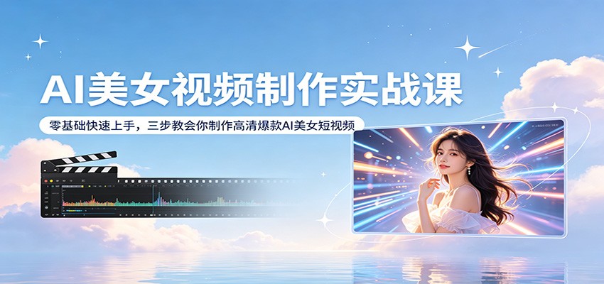 AI美女视频制作实战课：零基础快速上手，三步教会你制作高清爆款AI美女短视频-仙女副业网