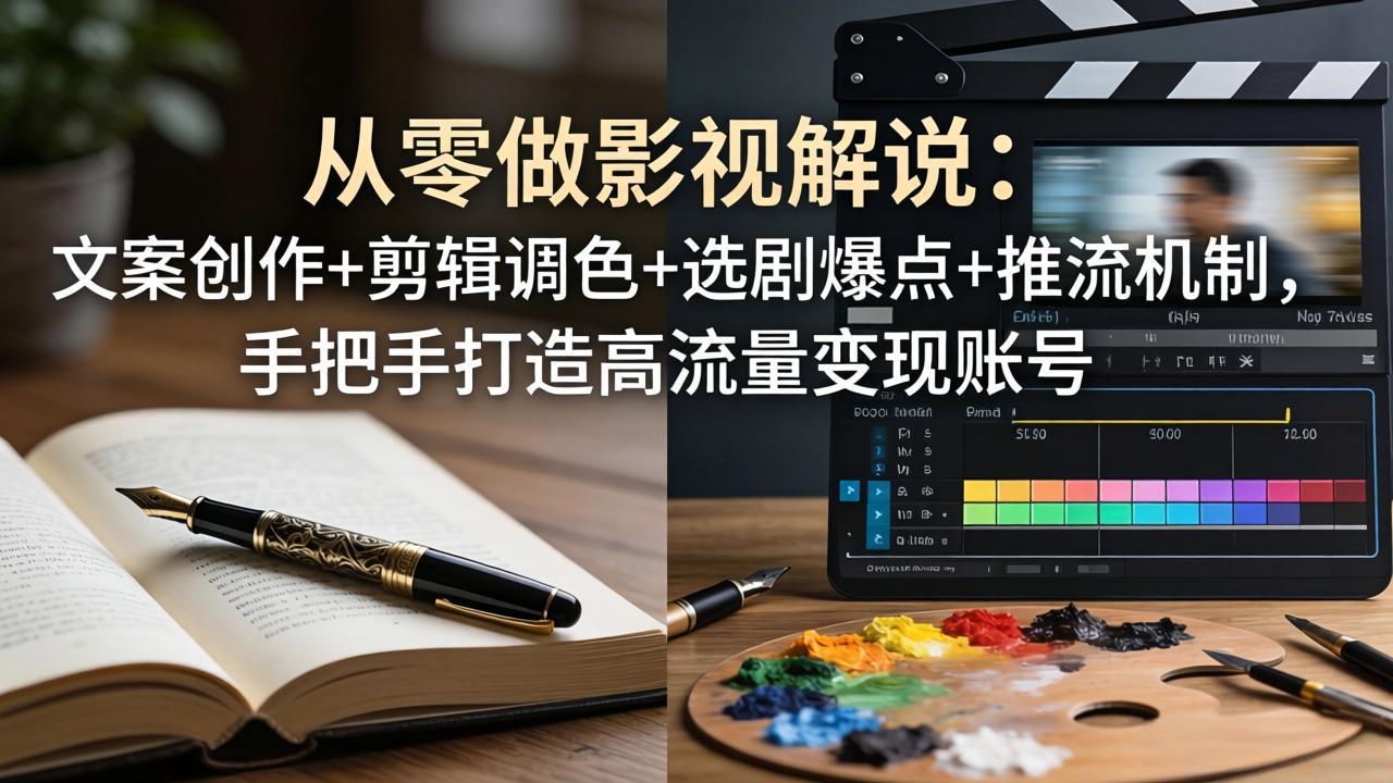 从零做影视解说：文案创作+剪辑调色+选剧爆点+推流机制，手把手打造高流量变现账号-仙女副业网