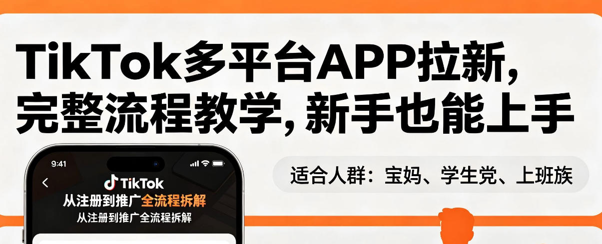TikTok多平台APP拉新，完整流程教学，新手也能上手，轻松出海搞美金-仙女副业网