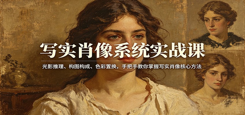 写实肖像系统实战课：光影推理、构图构成、色彩置换，手把手教你掌握写实肖像核心方法-仙女副业网
