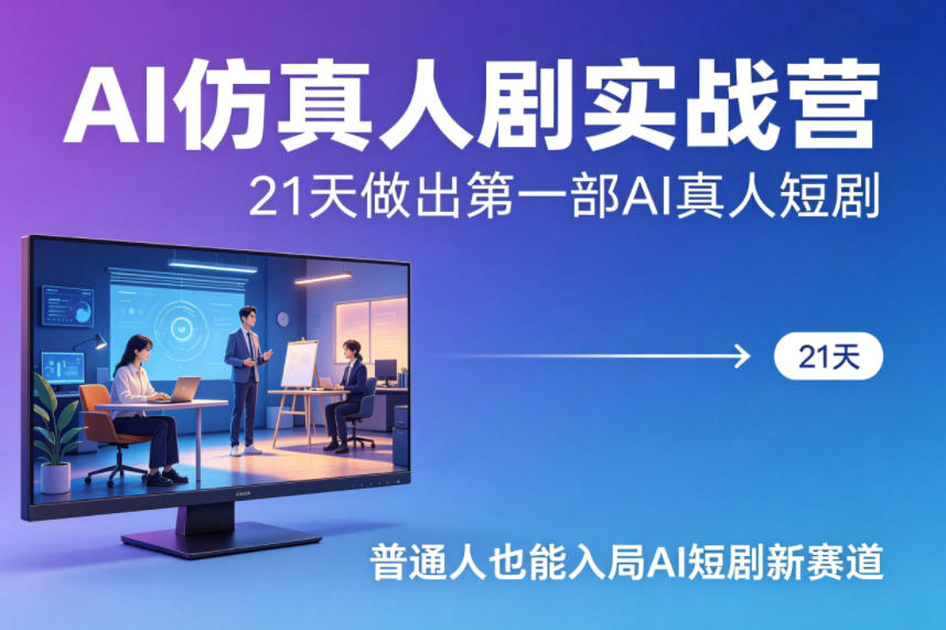 AI仿真人剧实战营，21天做出第一部AI真人短剧，普通人也能入局AI短剧新赛道-仙女副业网