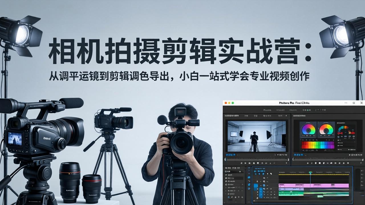 相机拍摄剪辑实战营：从调平运镜到剪辑调色导出，小白一站式学会专业视频创作-仙女副业网