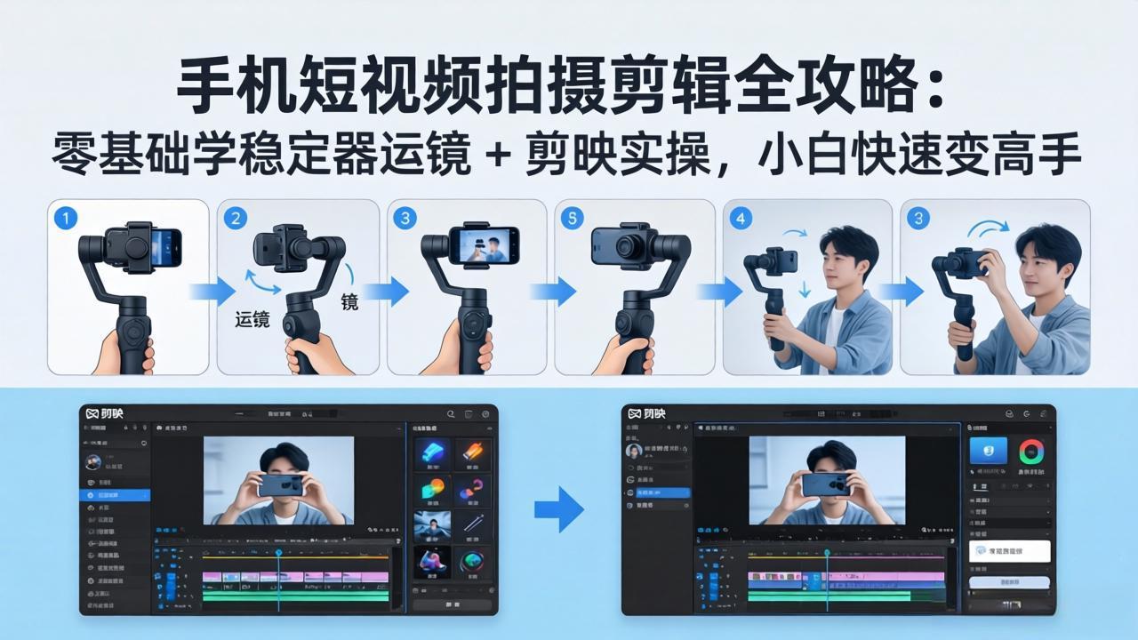手机短视频拍摄剪辑全攻略：零基础学稳定器运镜 + 剪映实操，小白快速变高手-仙女副业网