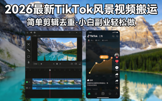 2026最新TikTok风景视频搬运简单剪辑去重小白副业月入 8000-仙女副业网
