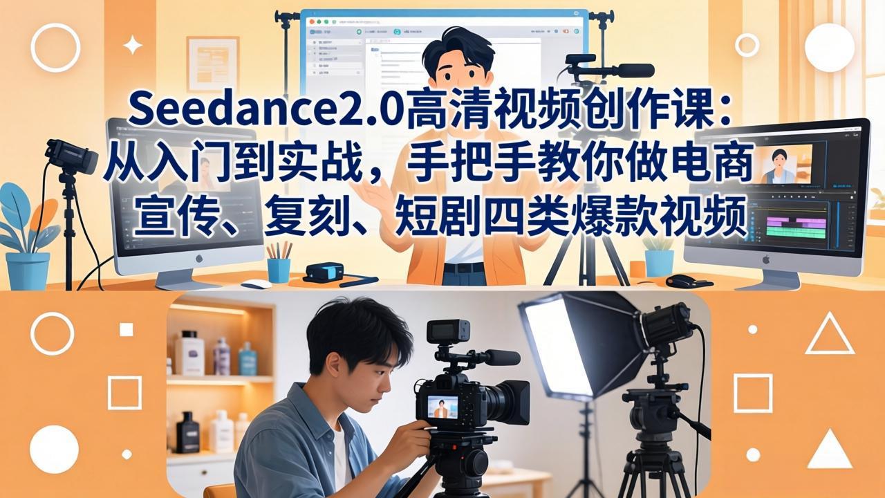 Seedance2.0高清视频创作课：从入门到实战，手把手教你做电商、宣传、复刻、短剧四类爆款视频-仙女副业网
