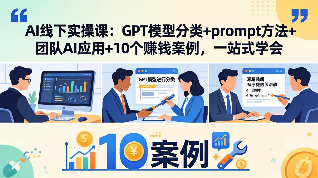 AI线下实操课：GPT模型分类+prompt方法+团队AI应用+10个赚钱案例，一站式学会-仙女副业网