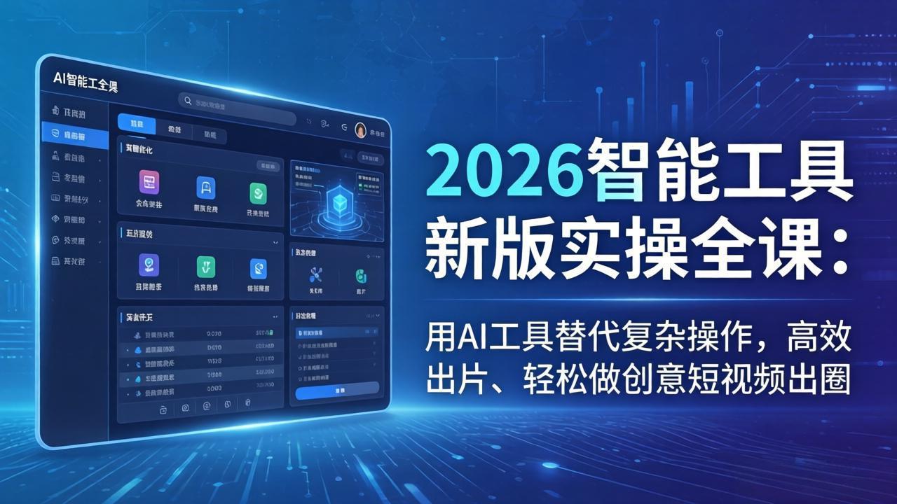 2026智能工具新版实操全课：用AI工具替代复杂操作，高效出片、轻松做创意短视频出圈-仙女副业网