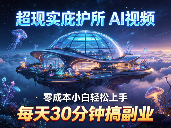 超现实庇护所AI视频项目拆解，零成本小白轻松上手，每天30分钟搞副业-仙女副业网