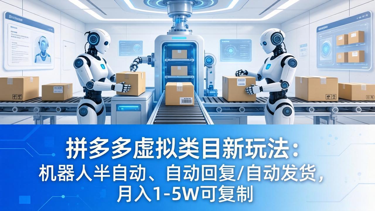 拼多多虚拟类目新玩法：机器人半自动、自动回复 /自动发货，月入 1-5W 可复制-仙女副业网