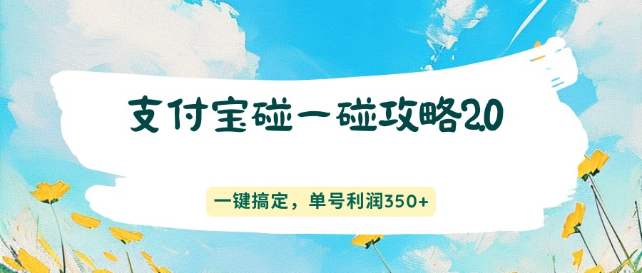 支付宝碰一碰攻略2.0，一键搞定，单号利润350+-仙女副业网