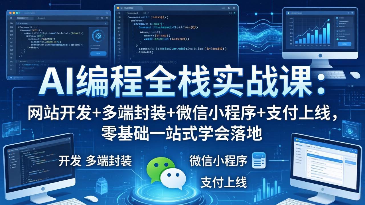 AI编程全栈实战课：网站开发+多端封装+微信小程序+支付上线，零基础一站式学会落地-仙女副业网