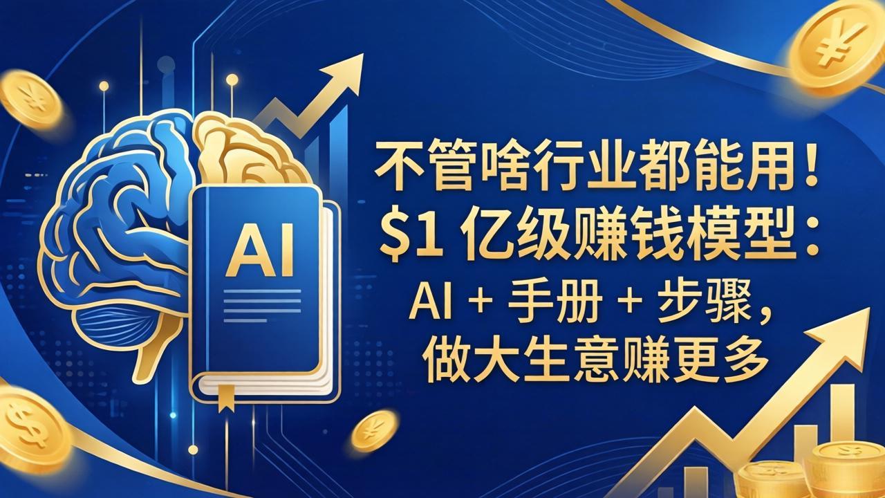 不管啥行业都能用！$1 亿级赚钱模型：AI + 手册 + 步骤，做大生意赚更多-仙女副业网