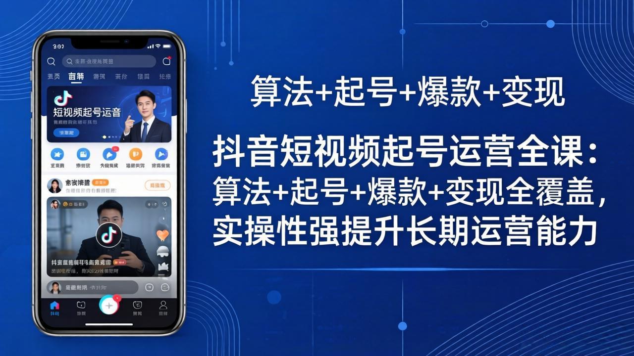 抖音短视频起号运营全课：算法+起号+爆款+变现全覆盖，实操性强提升长期运营能力-仙女副业网