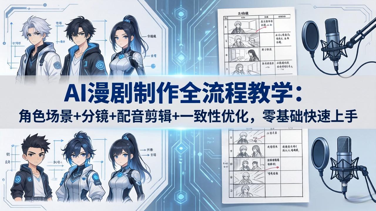 AI漫剧制作全流程教学：角色场景+分镜+配音剪辑+一致性优化，零基础快速上手-仙女副业网