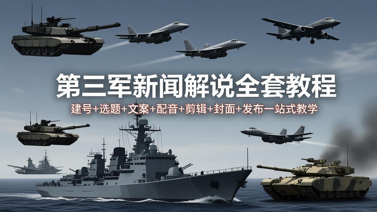第三军迷新闻解说全套教程：建号+选题+文案+配音+剪辑+封面+发布一站式教学-仙女副业网
