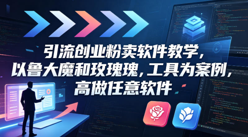 引流创业粉卖软件教学，以鲁大魔和玫瑰工具为案例，可做任意软件-仙女副业网