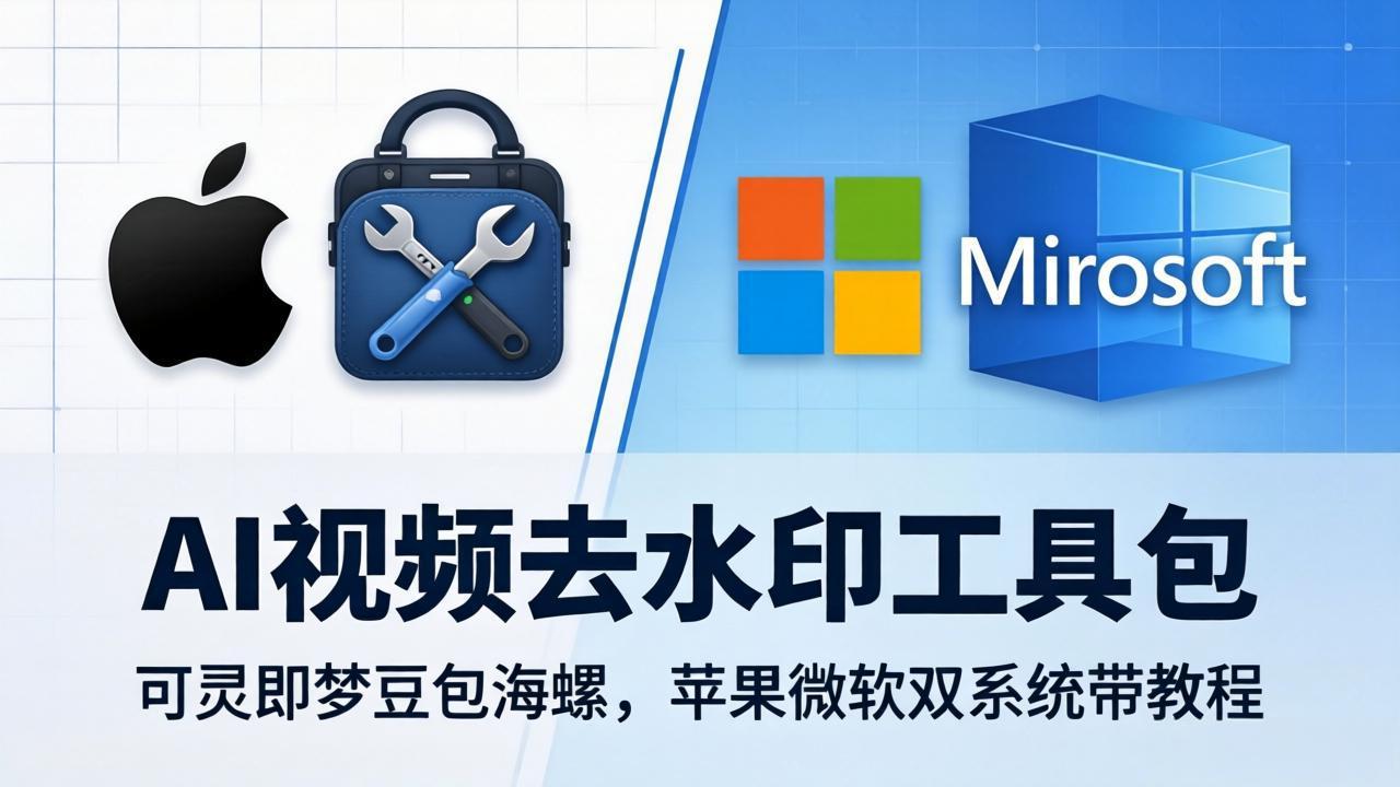 AI视频去水印工具包：可灵即梦豆包海螺，苹果微软双系统带教程-仙女副业网
