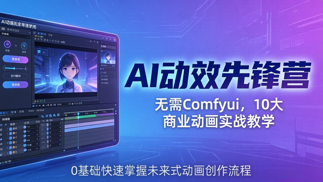 AI 动效先锋营：无需Comfyui，10大商业动画实战教学，0基础快速掌握未来式动画创作流程-仙女副业网