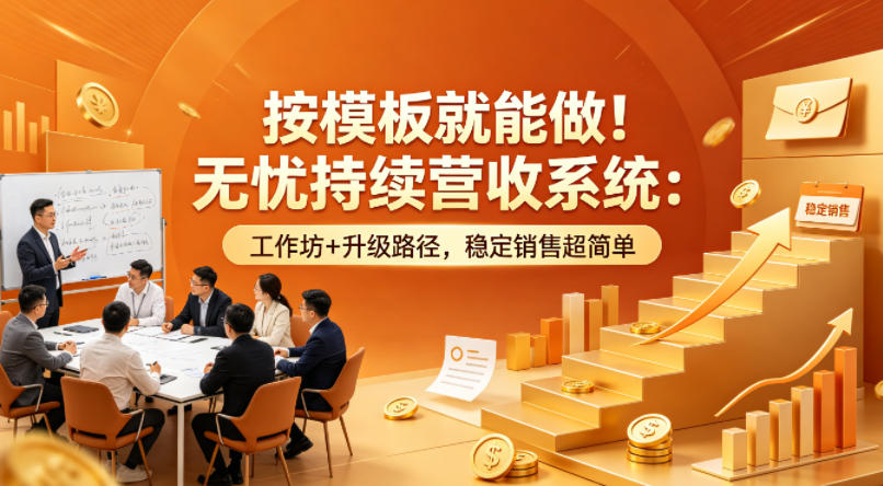 按模板就能做！无忧持续营收系统：工作坊+升级路径，稳定销售超简单【原创双语字幕】-仙女副业网