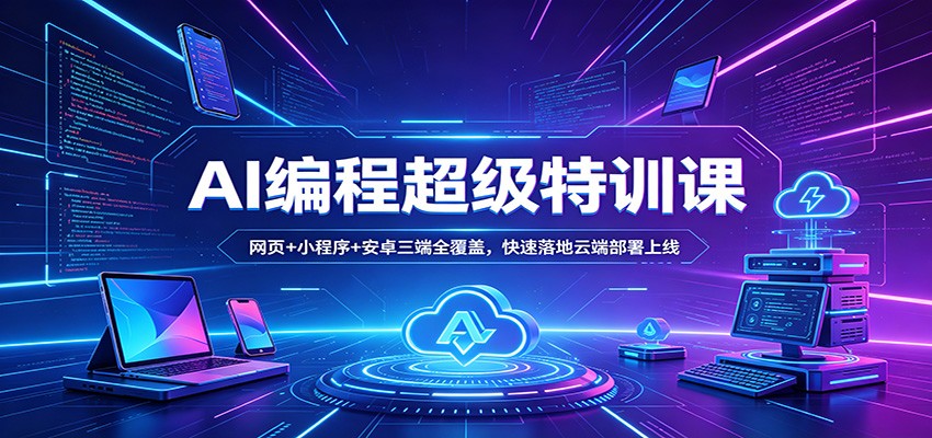 AI编程超级特训课：网页+小程序+安卓三端全覆盖，快速落地云端部署上线-仙女副业网