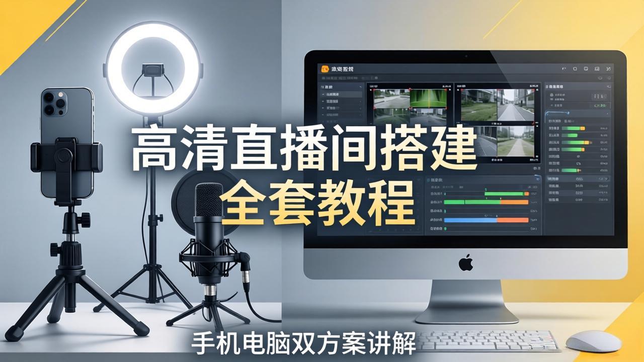 高清直播间搭建全套教程，手机电脑双方案讲解，设备选型调试多机位实操教学-仙女副业网
