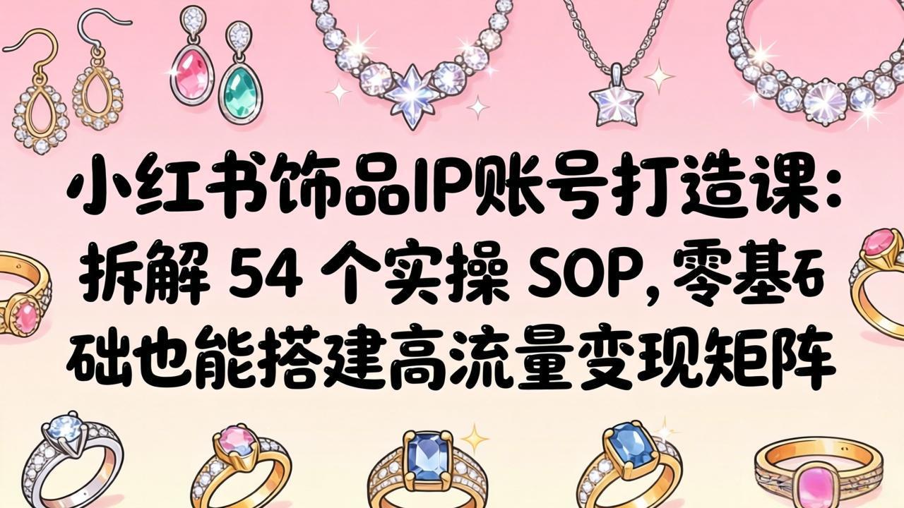 小红书饰品IP账号打造课：拆解 54 个实操 SOP，零基础也能搭建高流量变现矩阵-仙女副业网