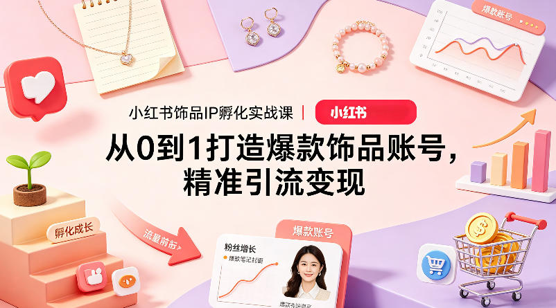小红书饰品IP孵化实战课｜从0到1打造爆款饰品账号，精准引流变现-仙女副业网