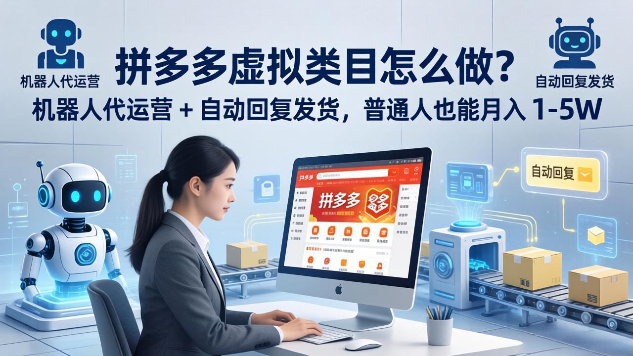 拼多多虚拟类目怎么做？机器人代运营 + 自动回复发货，普通人也能月入 1-5W-仙女副业网