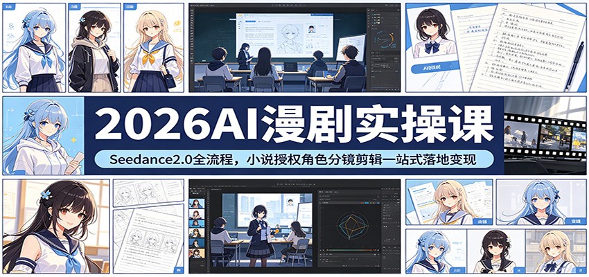 2026AI漫剧实操课：Seedance2.0全流程，小说授权角色分镜剪辑一站式落地变现-仙女副业网