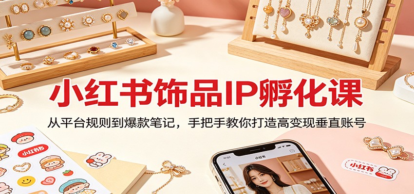 小红书饰品IP孵化课：从平台规则到爆款笔记，手把手教你打造高变现垂直账号-仙女副业网