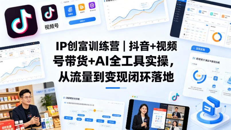 IP创富训练营｜抖音+视频号带货+AI全工具实操，从流量到变现闭环落地-仙女副业网