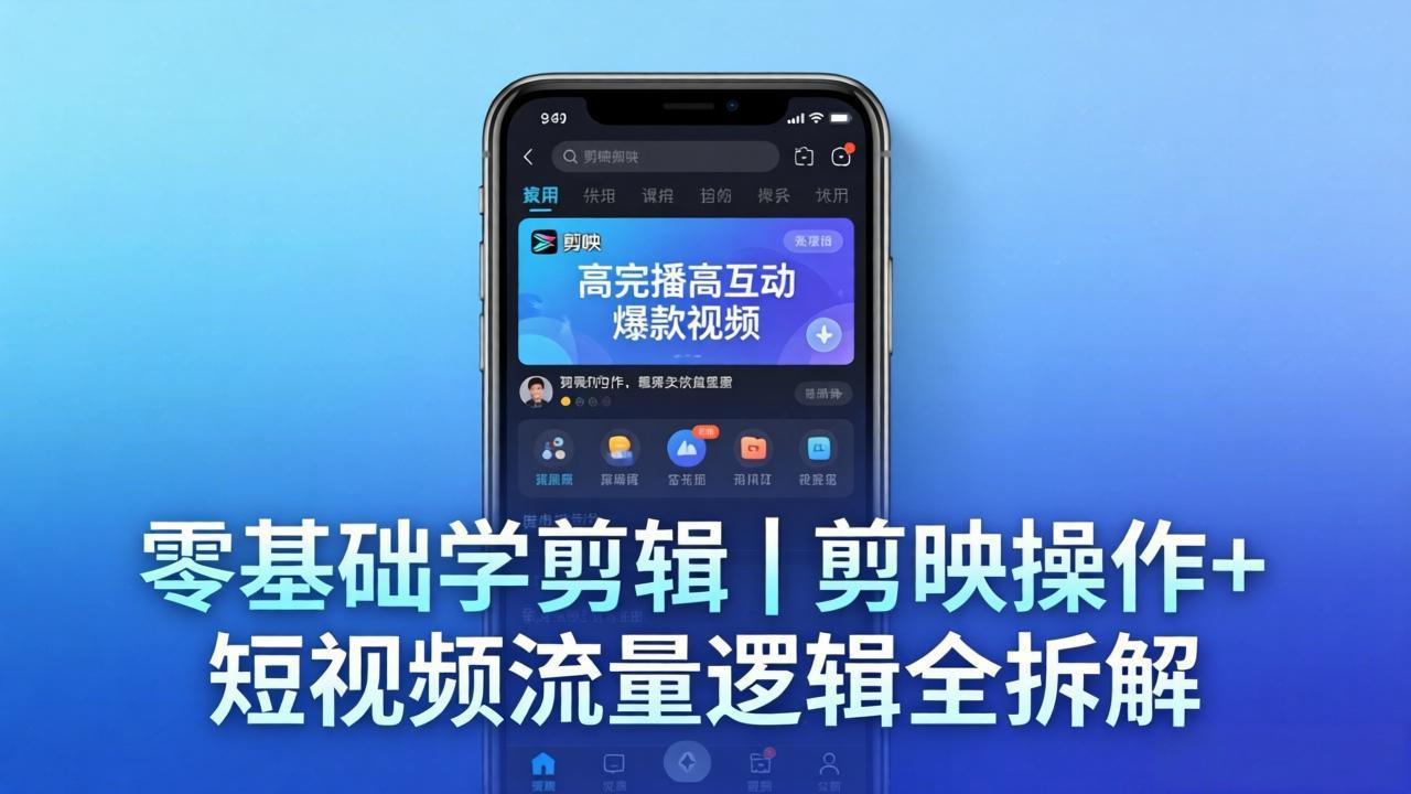 【零基础学剪辑】剪映操作+短视频流量逻辑全拆解｜手把手教你剪出高完播高互动爆款视频-仙女副业网