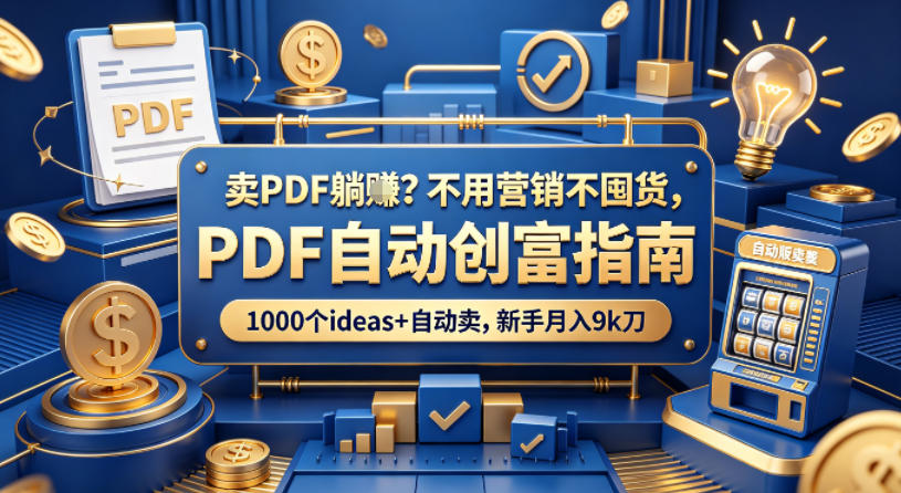 卖PDF躺賺？不用营销不囤货，PDF自动创富指南，1000个ideas+自动卖，新手月入9k刀【原创双语字幕】-仙女副业网