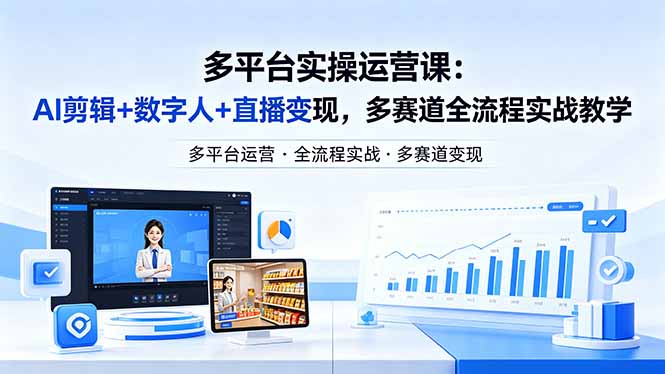 某团队多平台实操运营课-更新26年4月20：AI剪辑+数字人+直播变现，多赛道全流程实战教学-仙女副业网